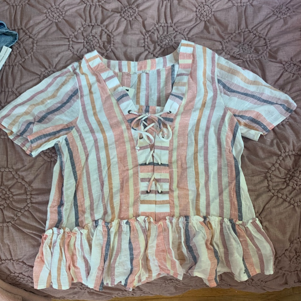 Multi pastel colored striped shirt